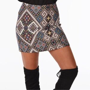 THML Aztec Mini Skirt Womens Small NEW Lined Back Zip Ikat Western Career Date
